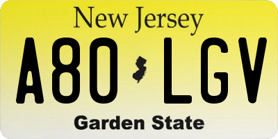 NJ license plate A80LGV