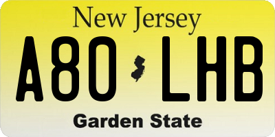NJ license plate A80LHB