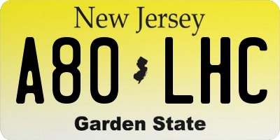 NJ license plate A80LHC