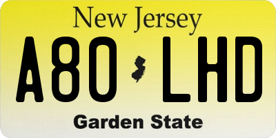 NJ license plate A80LHD