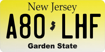 NJ license plate A80LHF