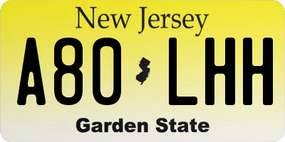 NJ license plate A80LHH