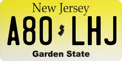 NJ license plate A80LHJ