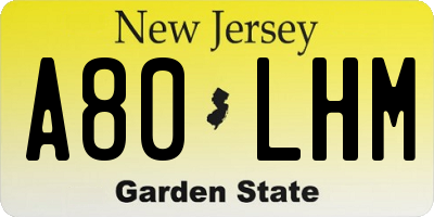 NJ license plate A80LHM