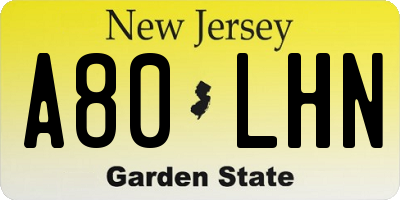 NJ license plate A80LHN