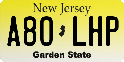 NJ license plate A80LHP