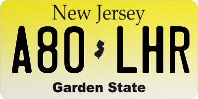 NJ license plate A80LHR