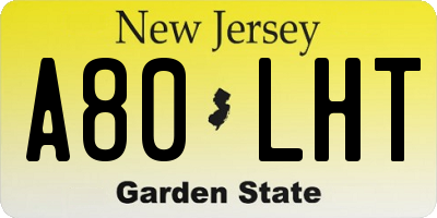 NJ license plate A80LHT