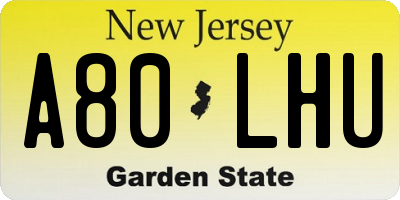 NJ license plate A80LHU