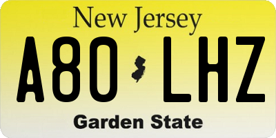 NJ license plate A80LHZ