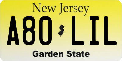 NJ license plate A80LIL