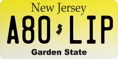 NJ license plate A80LIP