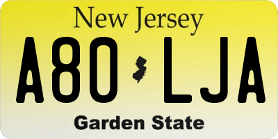 NJ license plate A80LJA