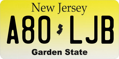 NJ license plate A80LJB