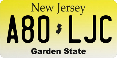 NJ license plate A80LJC