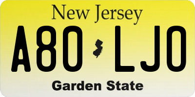 NJ license plate A80LJO