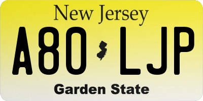 NJ license plate A80LJP