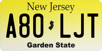 NJ license plate A80LJT