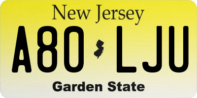 NJ license plate A80LJU