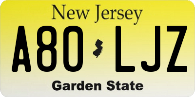 NJ license plate A80LJZ