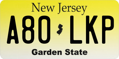 NJ license plate A80LKP