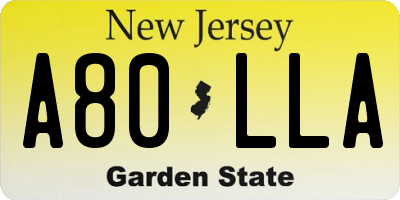 NJ license plate A80LLA