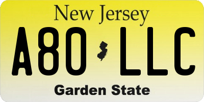 NJ license plate A80LLC