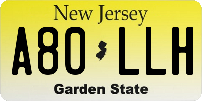 NJ license plate A80LLH