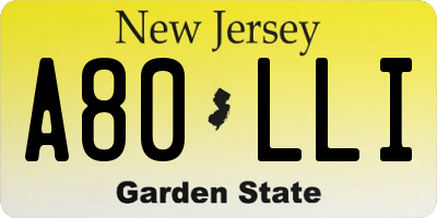NJ license plate A80LLI