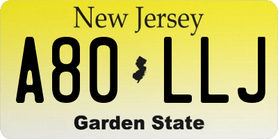NJ license plate A80LLJ