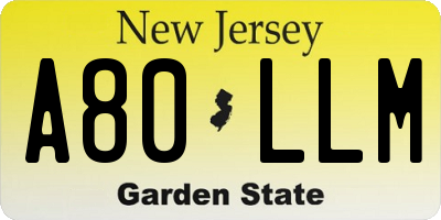 NJ license plate A80LLM