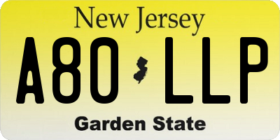 NJ license plate A80LLP