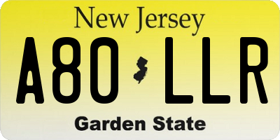 NJ license plate A80LLR