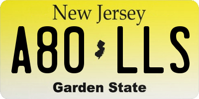 NJ license plate A80LLS