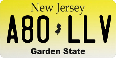 NJ license plate A80LLV