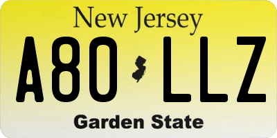 NJ license plate A80LLZ