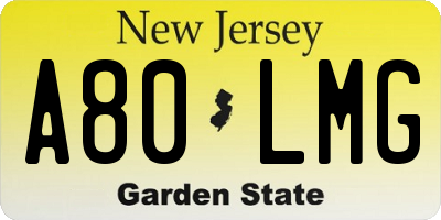 NJ license plate A80LMG