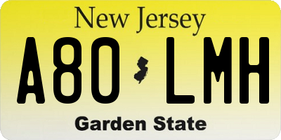 NJ license plate A80LMH