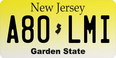 NJ license plate A80LMI
