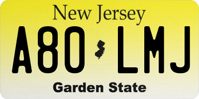 NJ license plate A80LMJ