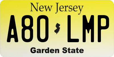 NJ license plate A80LMP