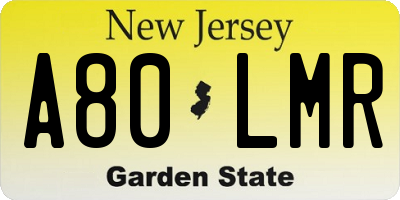 NJ license plate A80LMR