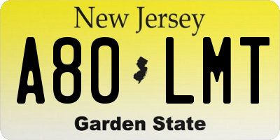 NJ license plate A80LMT