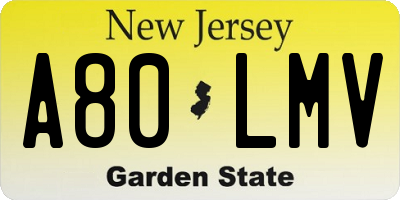 NJ license plate A80LMV