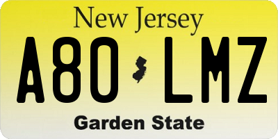 NJ license plate A80LMZ