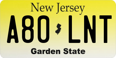 NJ license plate A80LNT