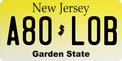 NJ license plate A80LOB