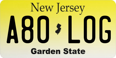 NJ license plate A80LOG