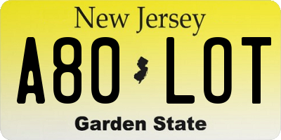 NJ license plate A80LOT