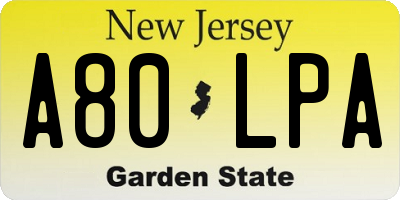 NJ license plate A80LPA